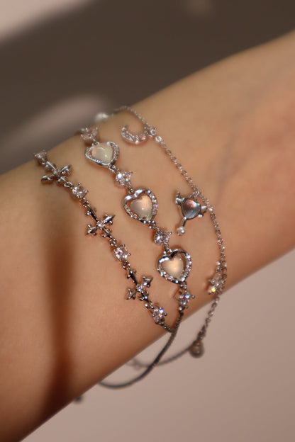 Men's and Women's Multi Diamond Cross Bracelet Silver Zirconia - 4