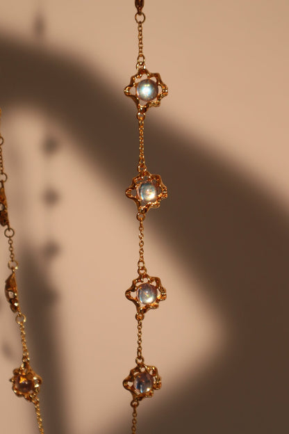 Unisex Multi-Wearing Moonstone Jewelry Set Silver Plated Adjustable - 4