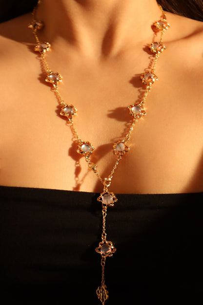 Unisex Multi-Wearing Moonstone Jewelry Set Silver Plated Adjustable - 6