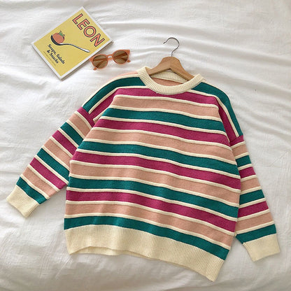 Multicolor Fashion Striped Knitted Pullover Sweaters 0