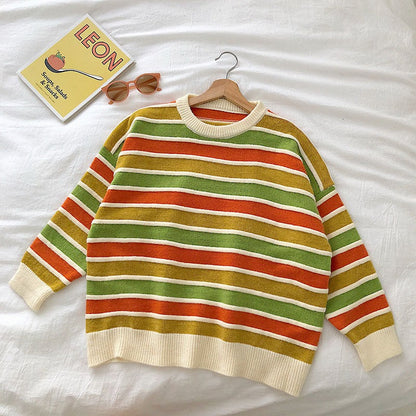 Multicolor Fashion Striped Knitted Pullover Sweaters 5
