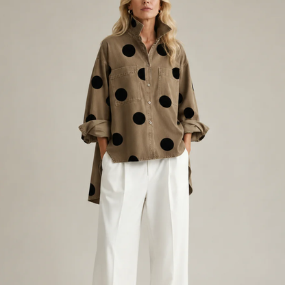 Women's Oversized Polka Dot Shirt – product view | Hensley London
