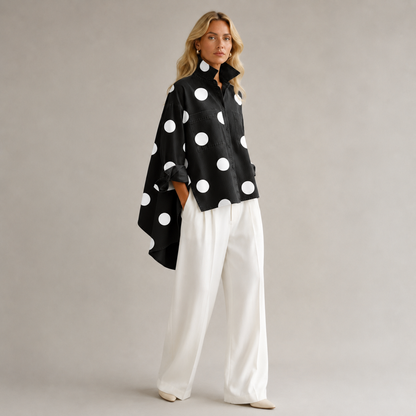 Women's Oversized Polka Dot Shirt – product view | Hensley London