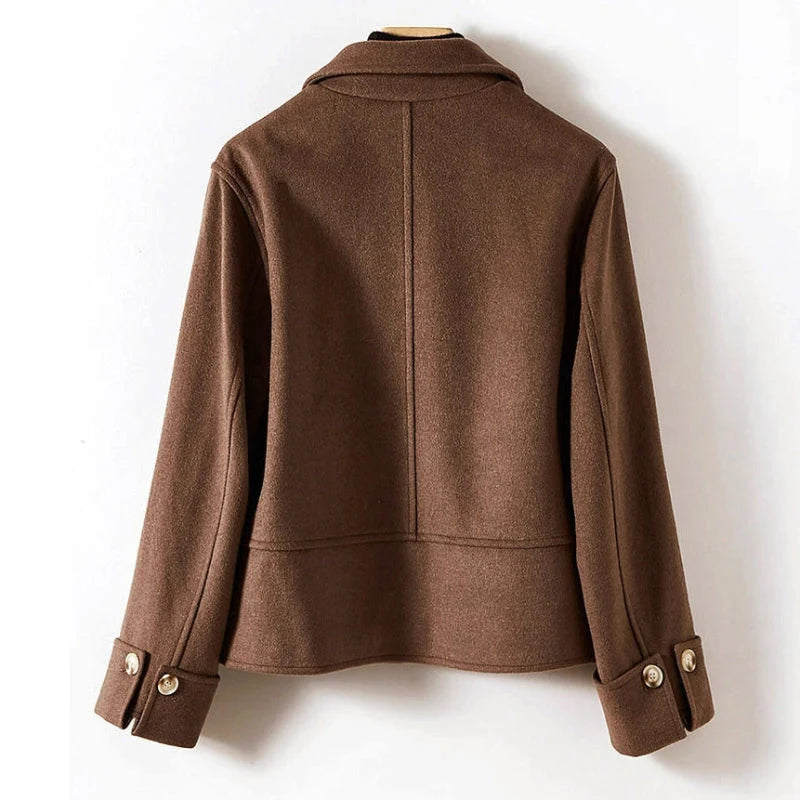 Women's Wool Button-Front Jacket with Patch Pockets – additional product view | Hensley London