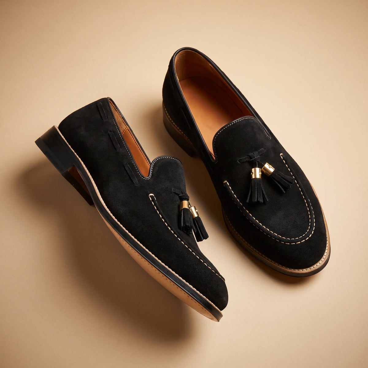 Men's Tassel-Trim Loafers – product view | Hensley London
