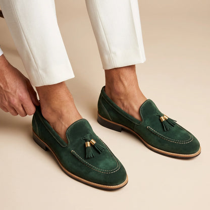 Men's Tassel-Trim Loafers – product view | Hensley London