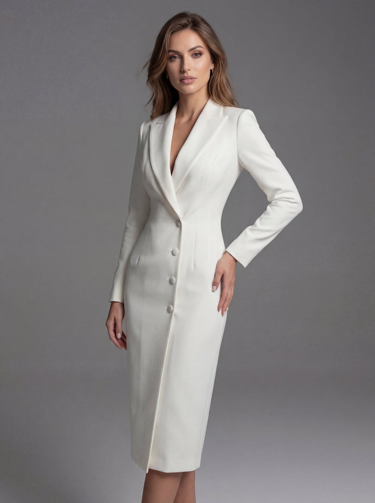 Women's Midi Blazer Dress Black Tailored - 2