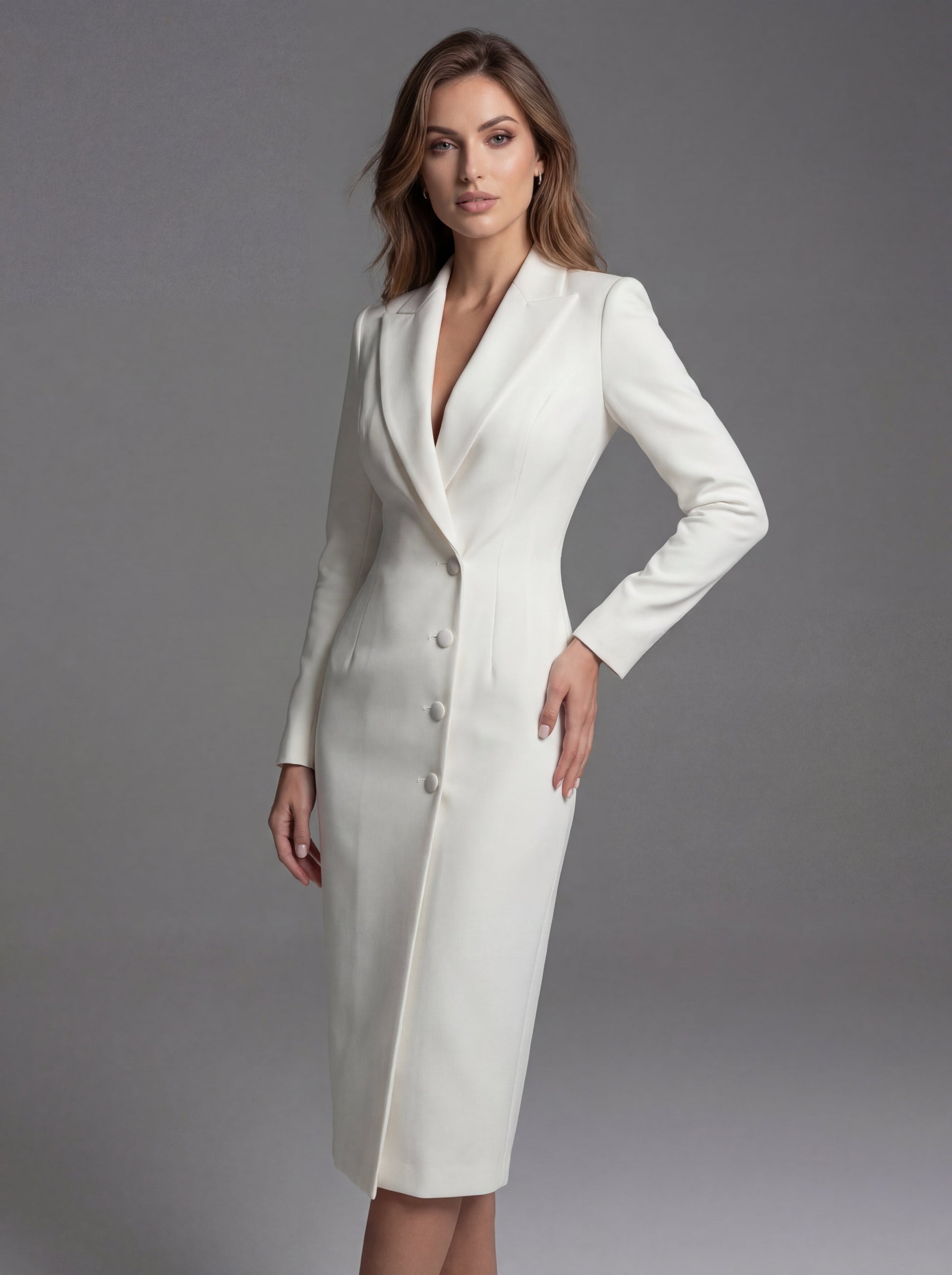 Women's Midi Blazer Dress Black Tailored - 2