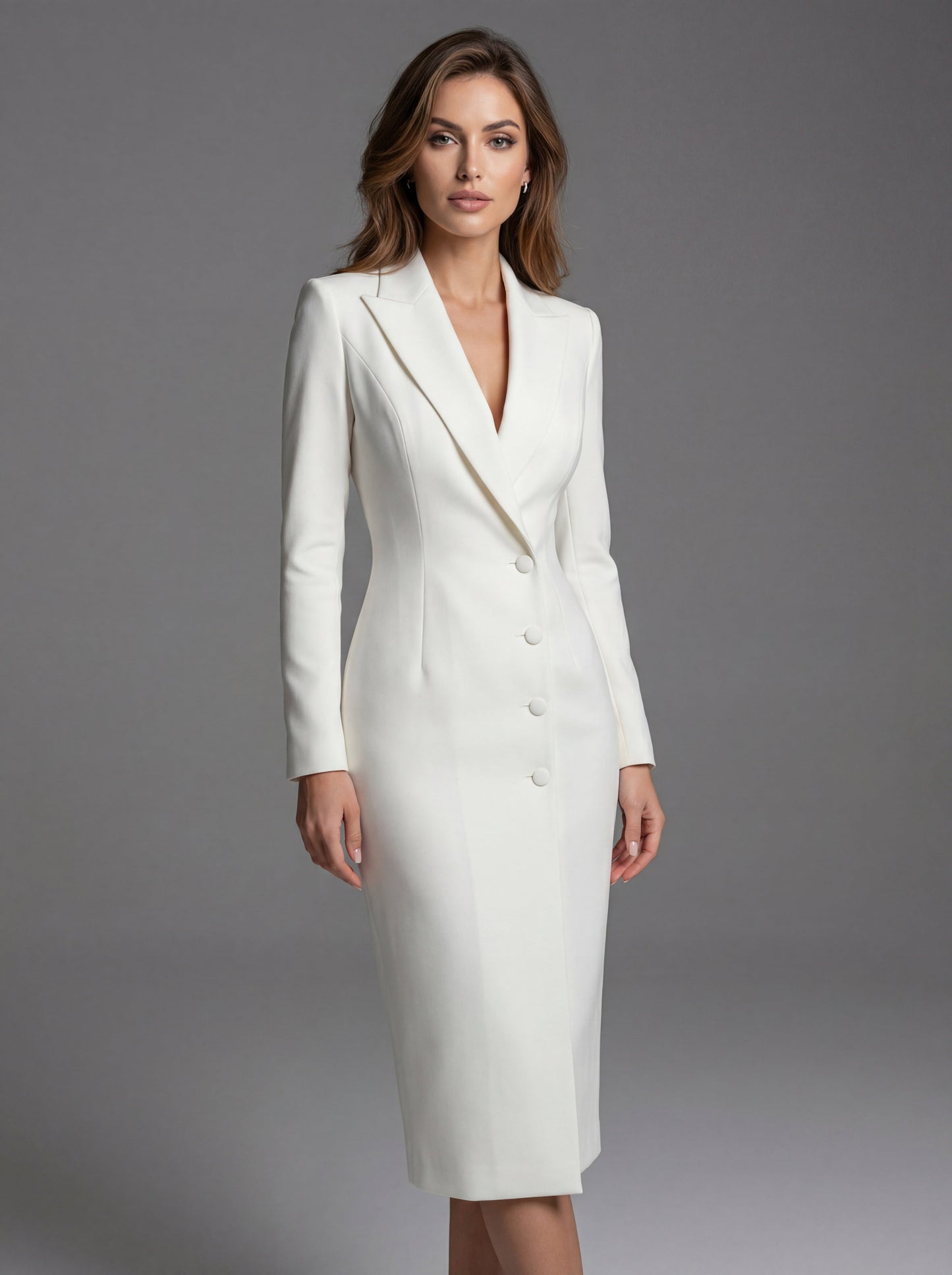 Women's Midi Blazer Dress Black Tailored - 3