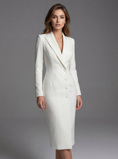 Women's Midi Blazer Dress Black Tailored - 3