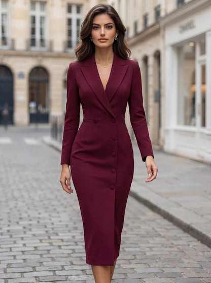 Women's Midi Blazer Dress Black Tailored - 6