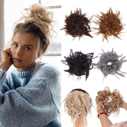 Natural Look Synthetic Messy Hair Bun Scrunchie Extension – Effortless Curly Hair Accessory 1