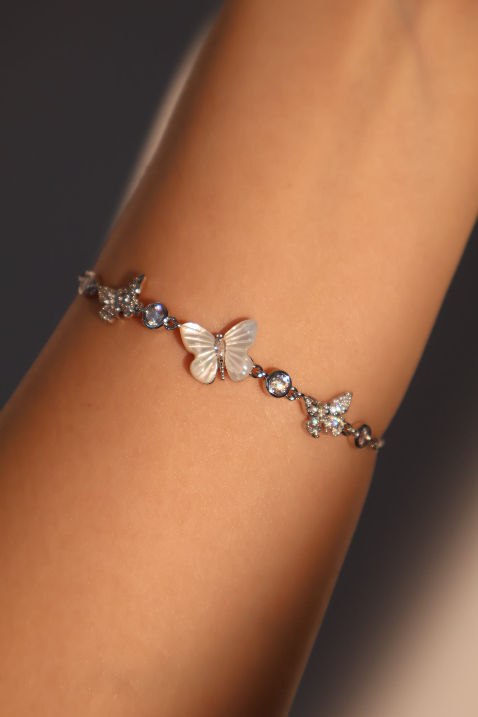 Unisex Bracelet Natural Shell Silver Plated with Zirconia Diamonds - 1