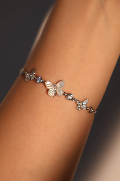 Unisex Bracelet Natural Shell Silver Plated with Zirconia Diamonds - 1