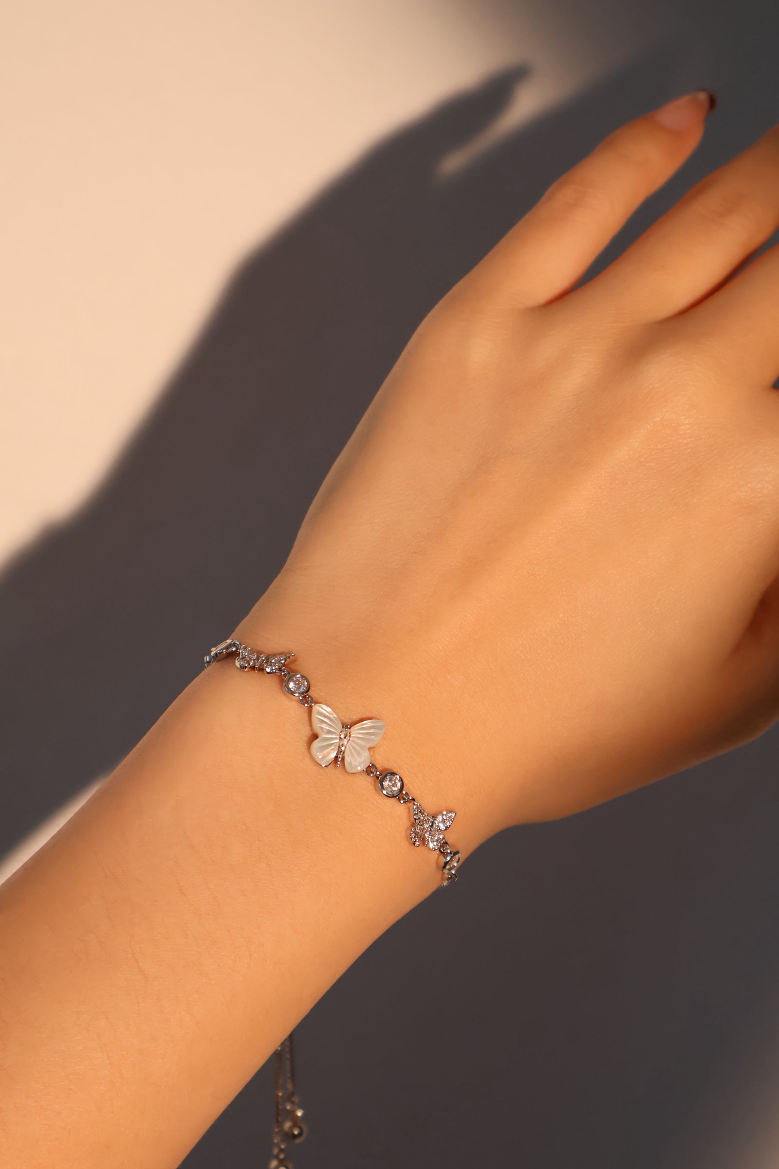 Unisex Bracelet Natural Shell Silver Plated with Zirconia Diamonds - 3