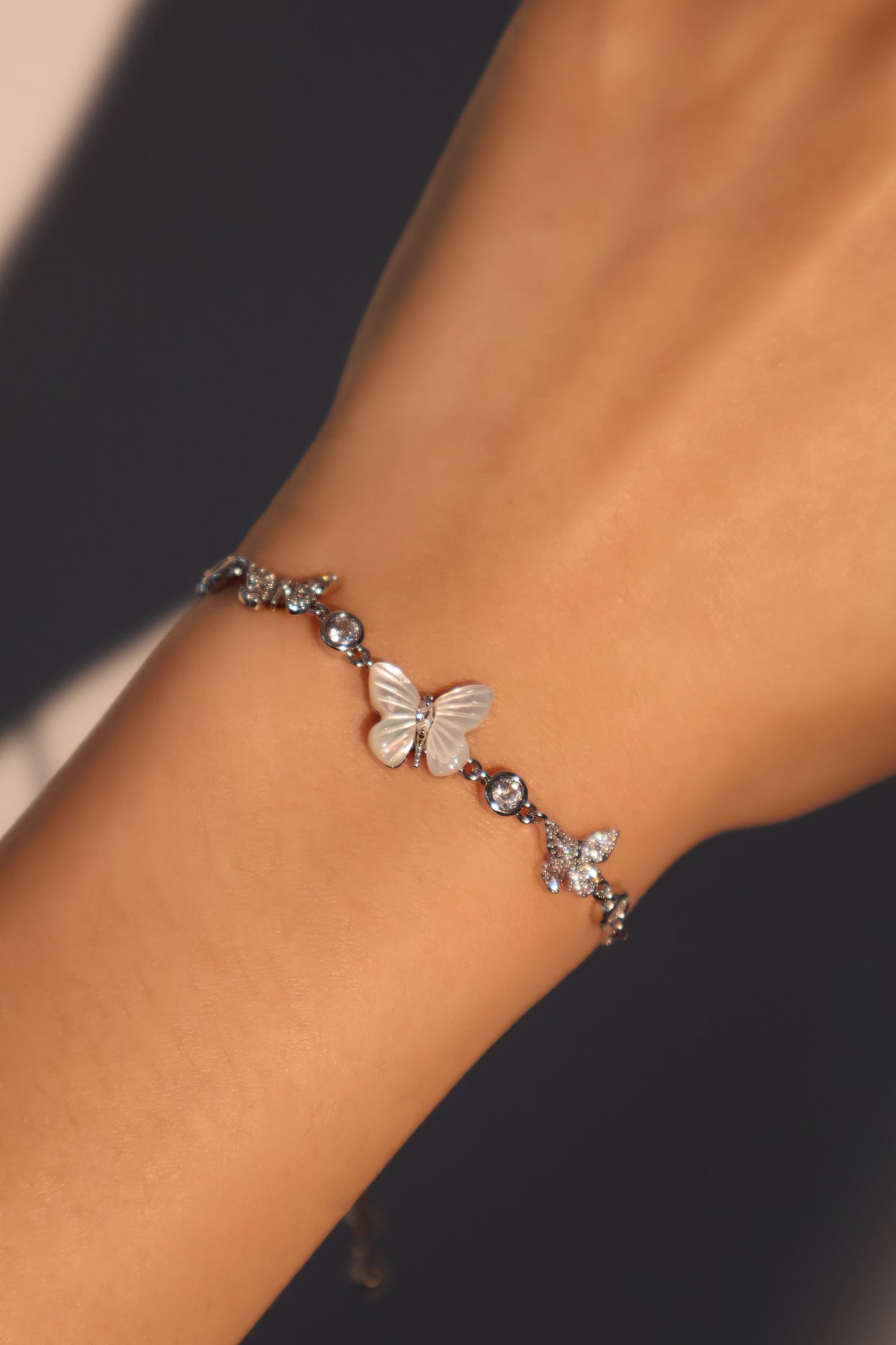 Unisex Bracelet Natural Shell Silver Plated with Zirconia Diamonds - 4