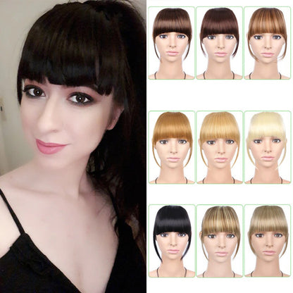 Natural Straight Clip-In Bangs Extension – 6-Inch High-Temperature Fiber Hairpiece for Women 1