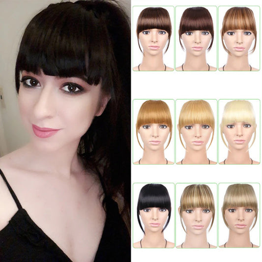 Natural Straight Clip-In Bangs Extension – 6-Inch High-Temperature Fiber Hairpiece for Women 1