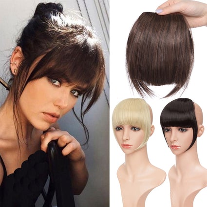 Natural Straight Clip-In Bangs Extension – 6-Inch High-Temperature Fiber Hairpiece for Women 2