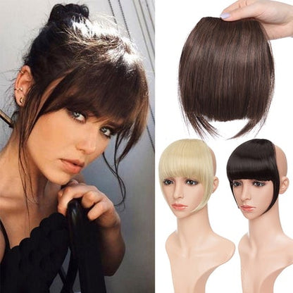 Natural Straight Clip-In Bangs Extension – 6-Inch High-Temperature Fiber Hairpiece for Women 2