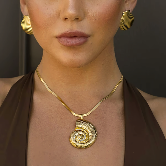 Nautilus Shell Pendant Gold Necklace on 18k Gold Chain – Waterproof, Hypoallergenic Jewelry for Women 1