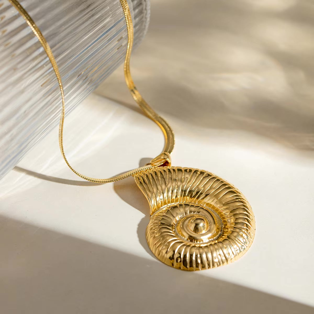 Nautilus Shell Pendant Gold Necklace on 18k Gold Chain – Waterproof, Hypoallergenic Jewelry for Women 4