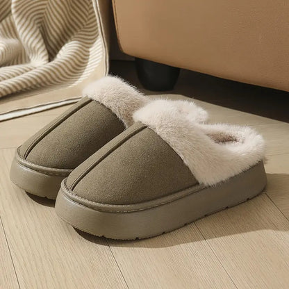 Women's Plush-Lined Slip-On Slippers in Black - additional view 7 | Hensley London