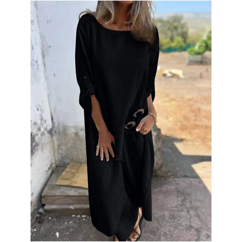 Women's Asymmetric Tunic Dress & Trouser Set in Black – Product view | Hensley London