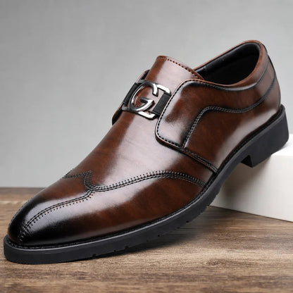 Men's Single Monk Strap Dress Shoes in Black – side view | Hensley London