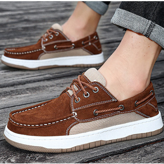 Men's Suede Boat Shoes with Mesh Panels – rope lace detail | Hensley London