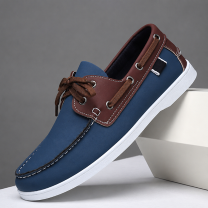 Men's Genuine Leather Lace-Up Boat Shoes – main view | Hensley London