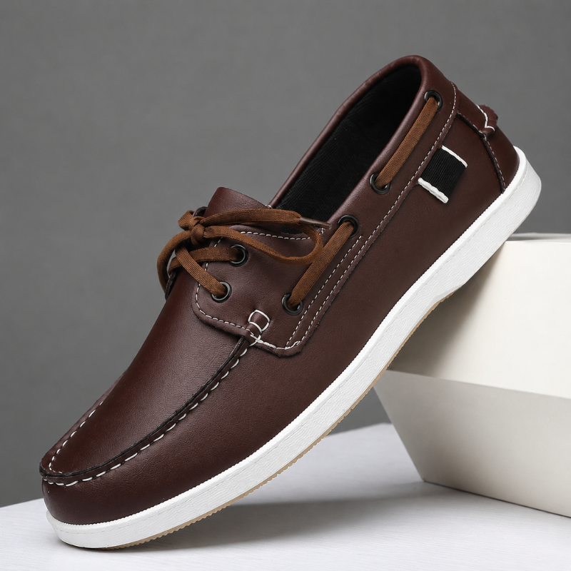 Men's Genuine Leather Lace-Up Boat Shoes – colour option | Hensley London