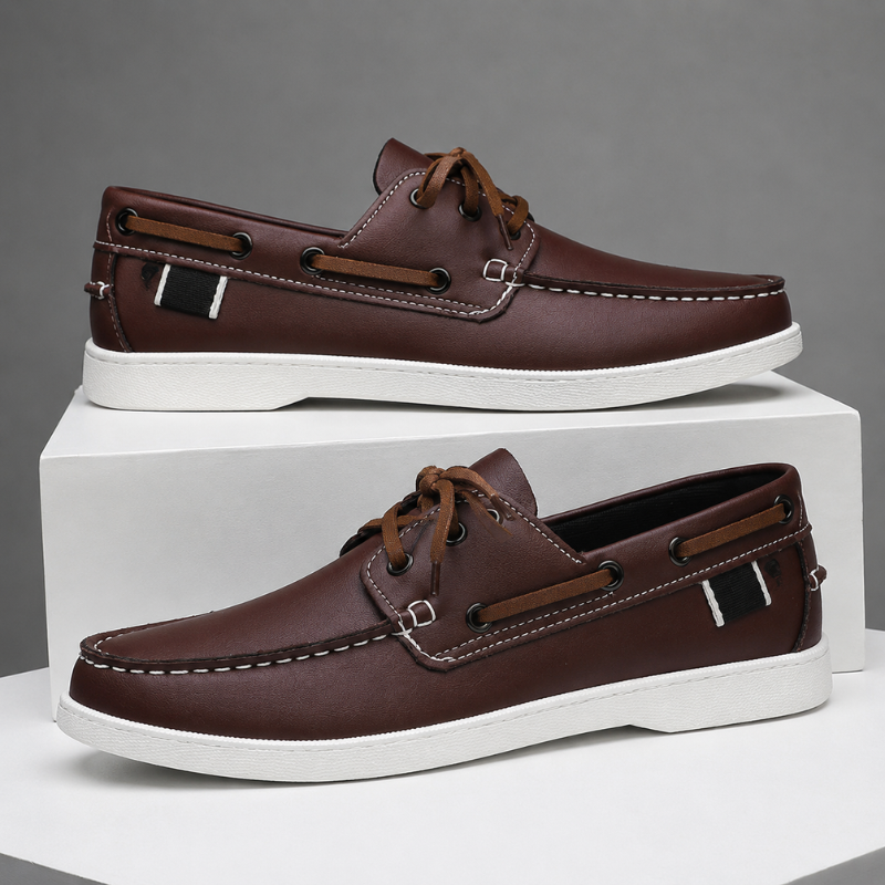 Men's Genuine Leather Lace-Up Boat Shoes – rope lace detail | Hensley London