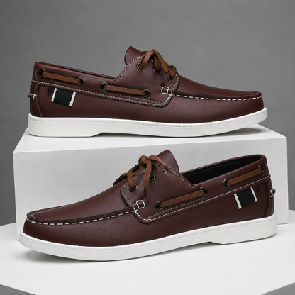 Men's Genuine Leather Lace-Up Boat Shoes – rope lace detail | Hensley London