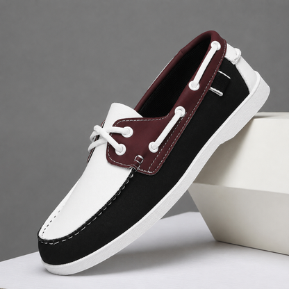 Men's Genuine Leather Lace-Up Boat Shoes – back view | Hensley London