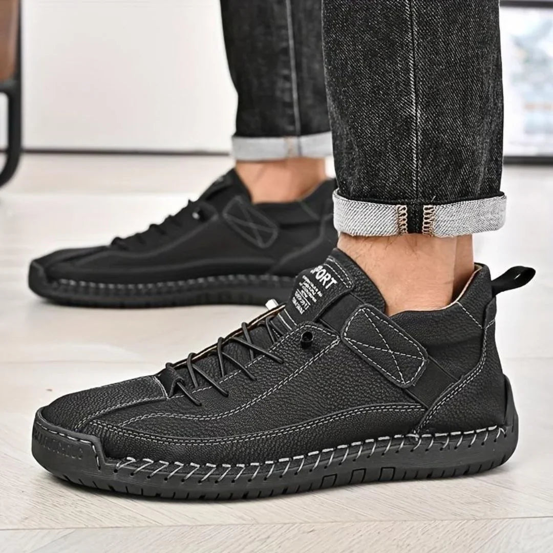 Men's Lace-Up Textured-Sole Sneakers – product view | Hensley London