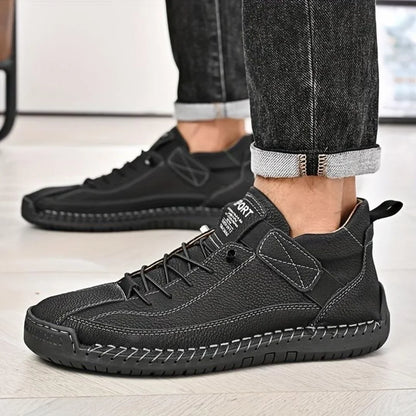 Men's Lace-Up Textured-Sole Sneakers – product view | Hensley London