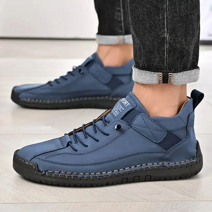 Men's Lace-Up Textured-Sole Sneakers – product view | Hensley London