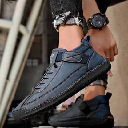 Men's Lace-Up Textured-Sole Sneakers – product view | Hensley London