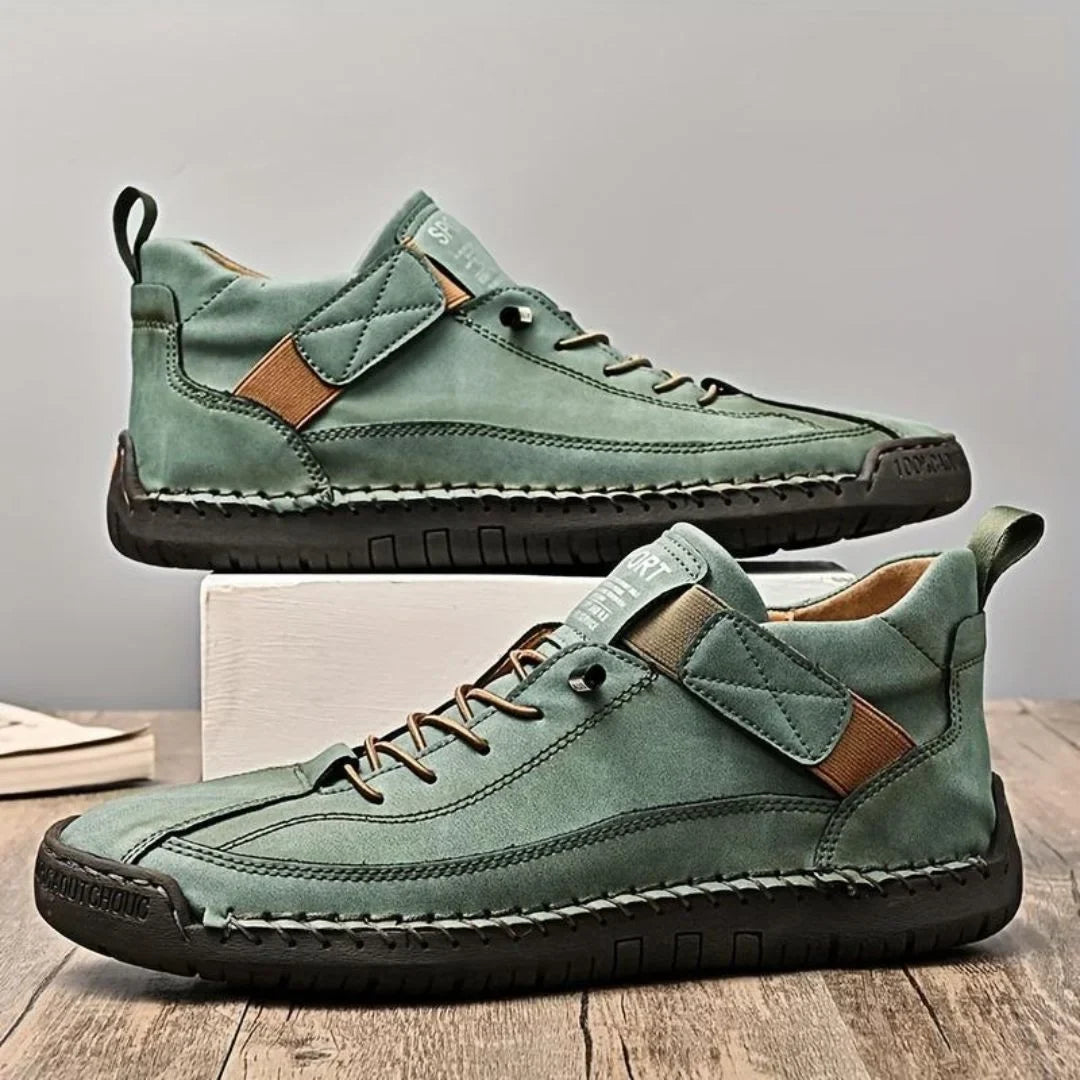 Men's Lace-Up Textured-Sole Sneakers – product view | Hensley London