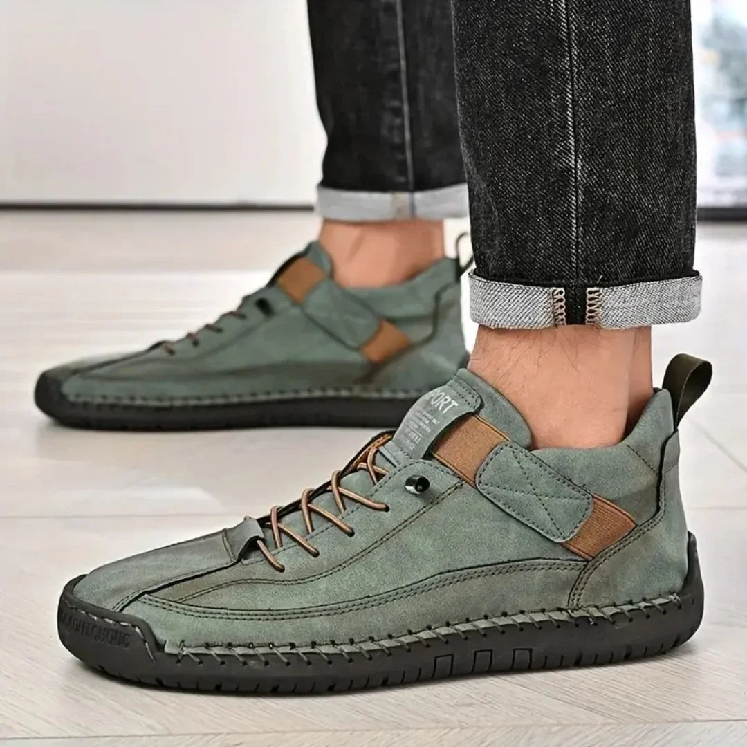 Men's Lace-Up Textured-Sole Sneakers – product view | Hensley London