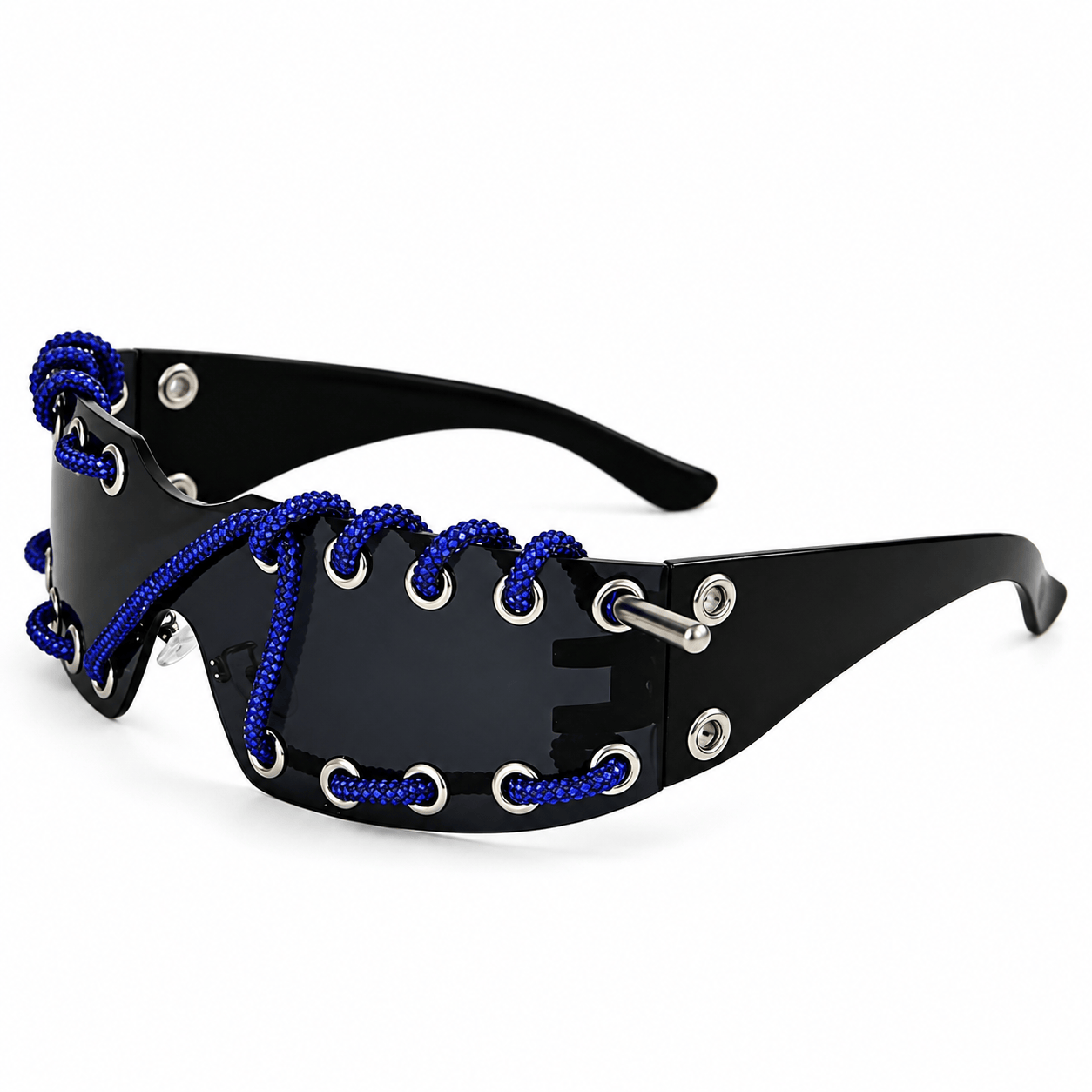 Women's Shield Wrap Sunglasses in Electric Blue – front view | Hensley London