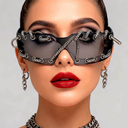 Women's Shield Wrap Sunglasses – side view | Hensley London
