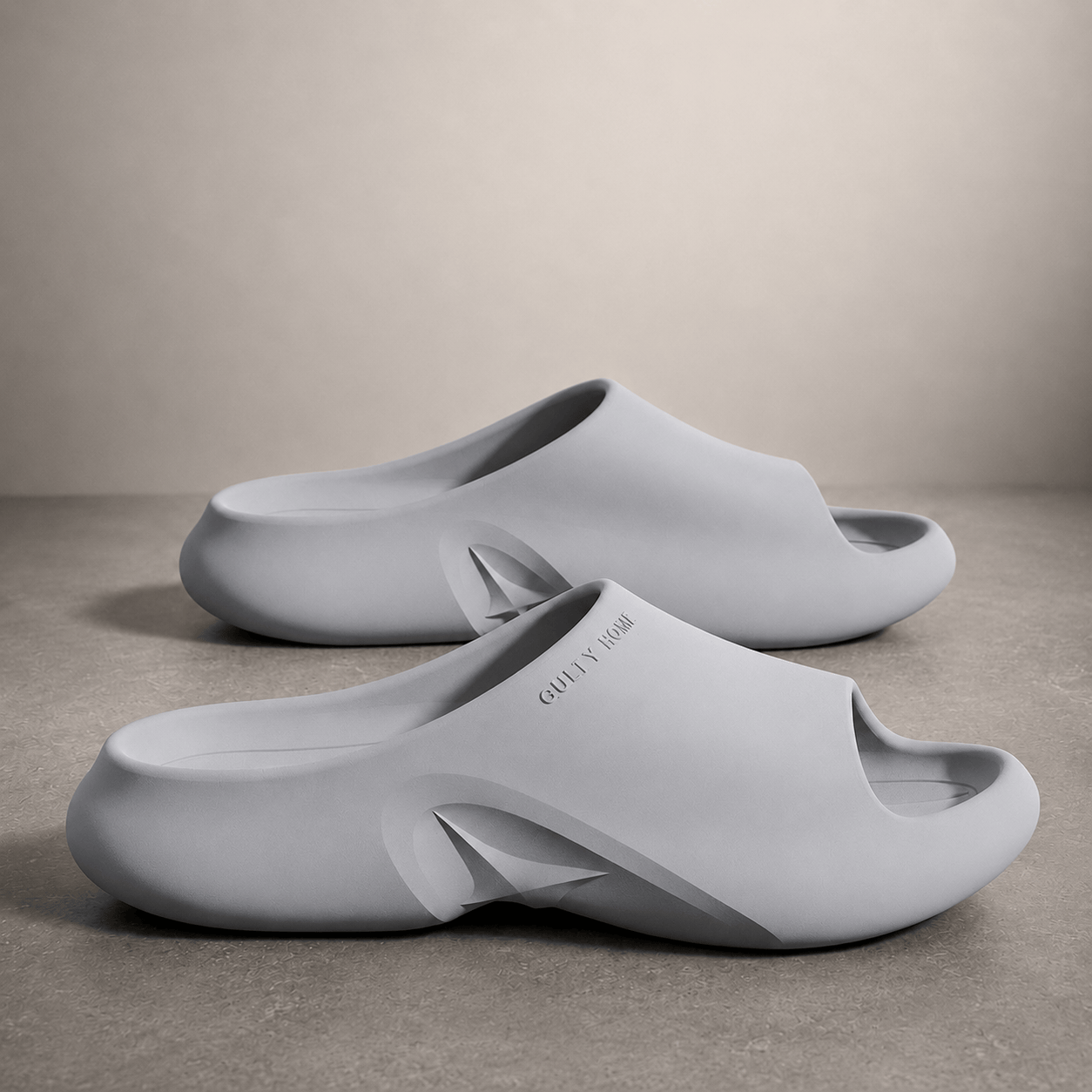 Men's Cushioned Foam Slides in Brown – Top View | Hensley London