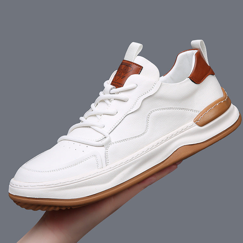 Men's Genuine Leather Low-Top Sneakers – Cushioned