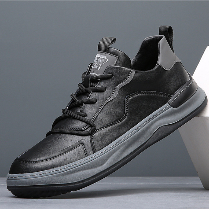 Men's Genuine Leather Low-Top Sneakers – Cushioned