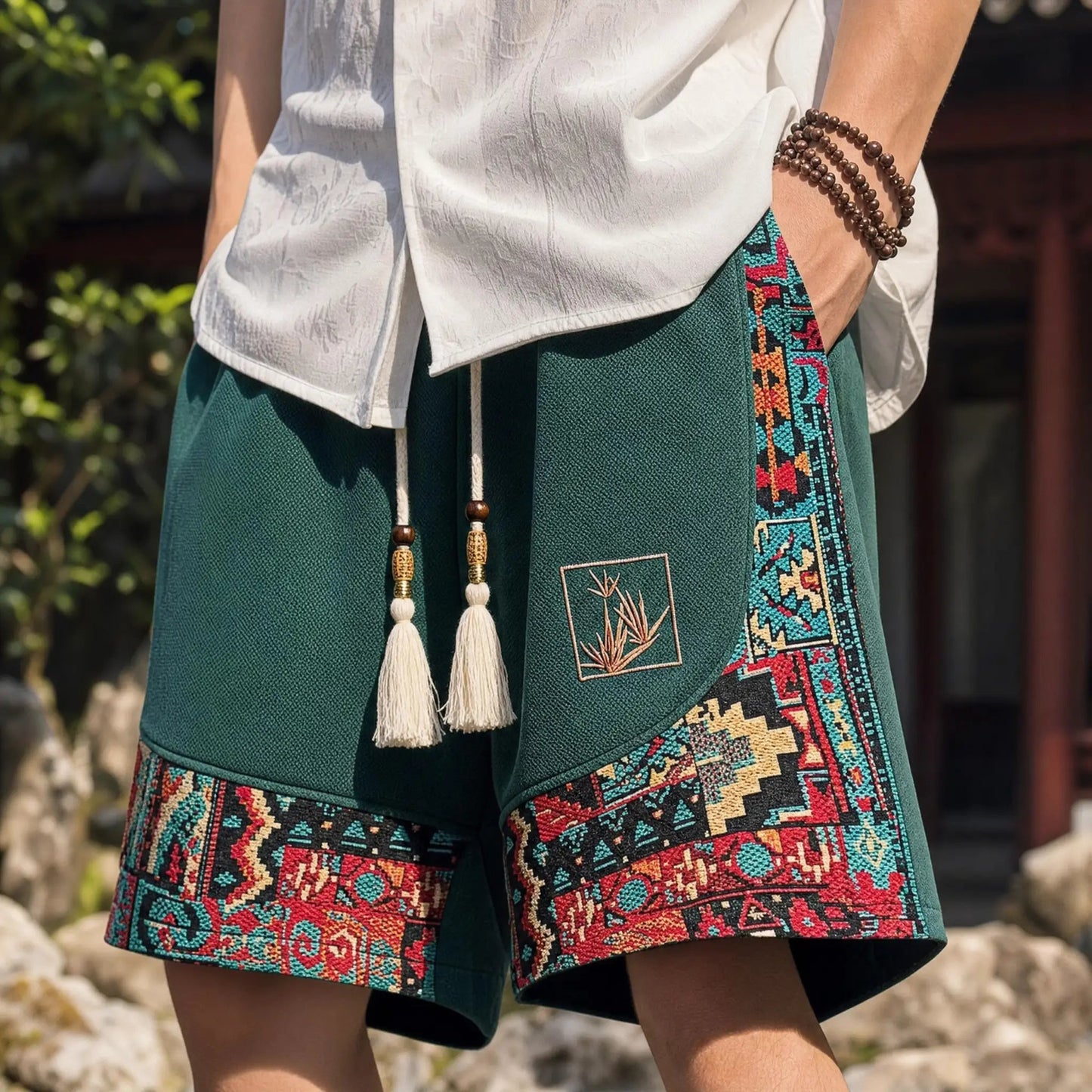 Men's Tapestry Print Shorts - detail view | Hensley London