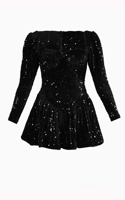 Women's Glitter Playsuit Black Polyester Party Jumpsuit - 5