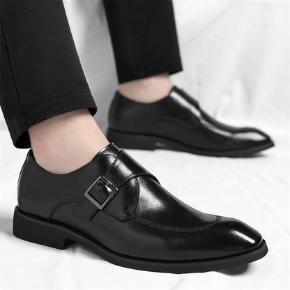 Men's Leather Single-Monk Strap Dress Shoes in Black - additional view 10 | Hensley London