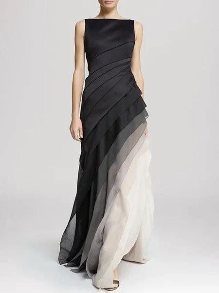 Women's Evening Gown Black Size M Satin - Elegant Formal Dress for Special Occasions-1
